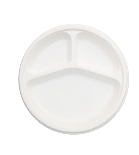 9 Inch 3 Compartment Round Plate (23cm)